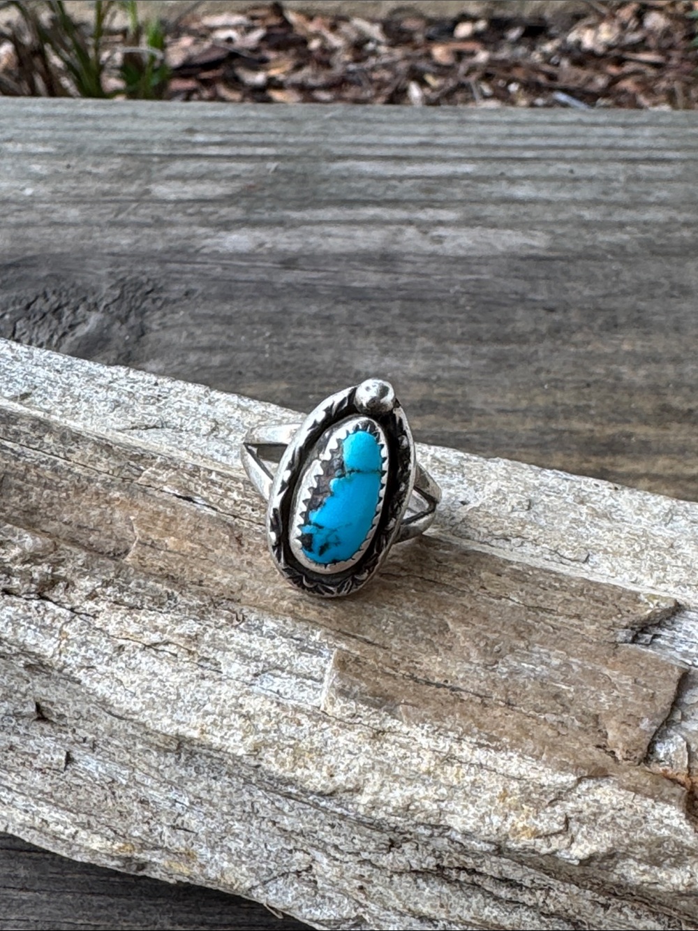 Native American Sterling Silver Ring with Turquoise